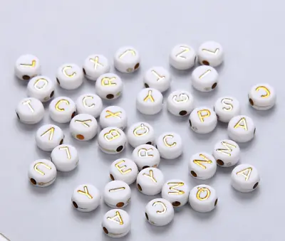 £2.29 • Buy 200 Alphabet Letter Beads Mixed Colour A-Z Number Kids DIY Jewellery Party Gift