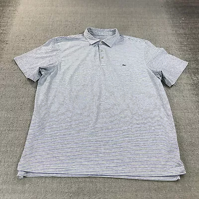 Vineyard Vines Polo Shirt Mens Extra Large Blue White Performance Whale A33 • $20.22