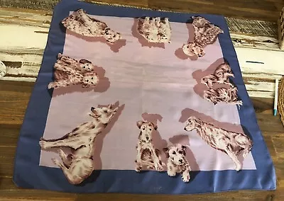 Vintage Doggy Classic Head Square Neck Scarf Pink &  Blue. Poodle Dachshund Etc • $35