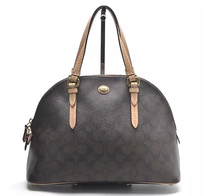 Authentic COACH Peyton Signature Domed Satchel Hand Bag Leather Brown • $92