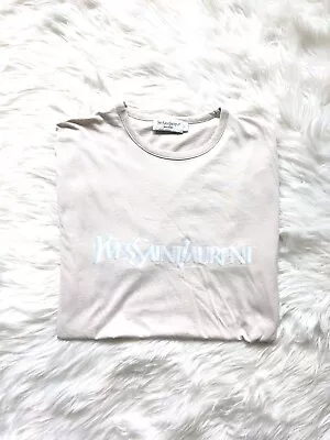 YSL - Yves Saint Laurent - XL - Logo T-shirt - Cream / Beige - VGC • £79.99