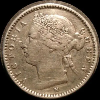 Straits Settlements 1880-H 10 Cent Old World Silver Coin LOW MINTAGE #2118 • $75