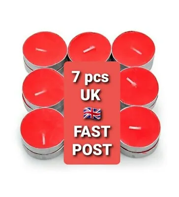 7pk Scented Tea Lights Candles | Red Candles 4 Hour Burn Night T Tealights • £2.99