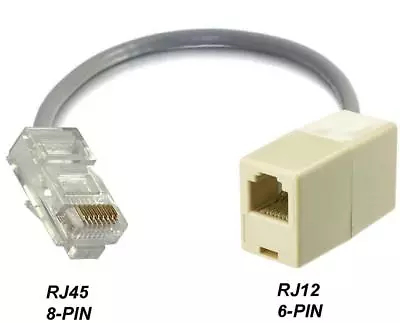 RJ12 RJ11 6P6C 6-PIN FEMALE To RJ45 CAT5 ETHERNET 8P8C 8PIN MALE NETWORK ADAPTER • $5.95