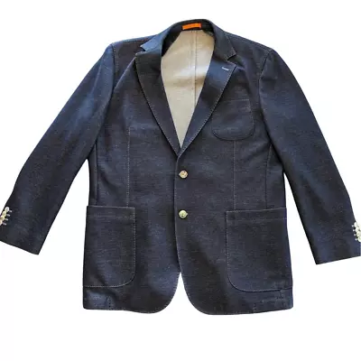 Martin Dingman Sport Business Suit Coat Jacket Blazer Blue Denim 44 Handloomed • $99.99