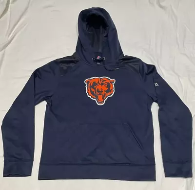 Majestic Chicago Bears Hoodie Men Small Blue Orange Thermabase Sweatshirt • $17.60