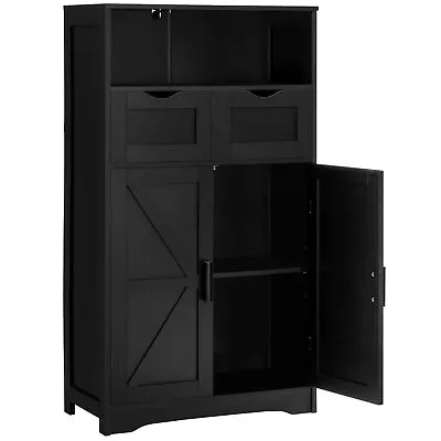 Floor Storage Cabinet With 2 Adjustable Drawers & 2 Barn DoorsStanding Cupboard • $119.99