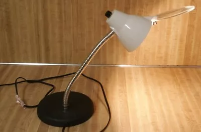 White/black Metal Flexible Desk Lamp With Attached Magnifier Small Bulb • $7.99