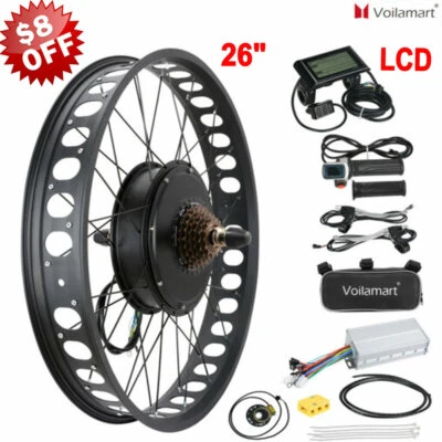 $319.99 • Buy Voilamart 26  Fat Tire Electric Bicycle Bike Motor Conversion Kit Rear Wheel LCD