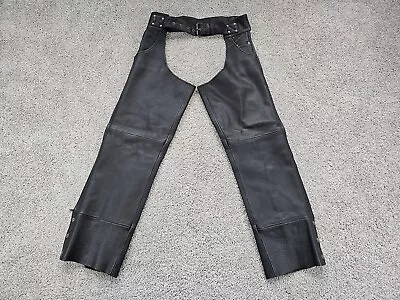 Easyriders Black Leather Motorcycle Riding Chaps Size Medium • $49.99