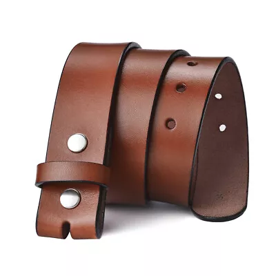 38mm Mens Leather Belt Light Brown Genuine Leather Strap Without Pin Buckle • £9.89