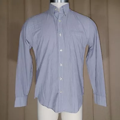 J.CREW Shirt Mens Medium Blue Hairline Stripe Interview Tailored Fit Classy EUC • $9.99
