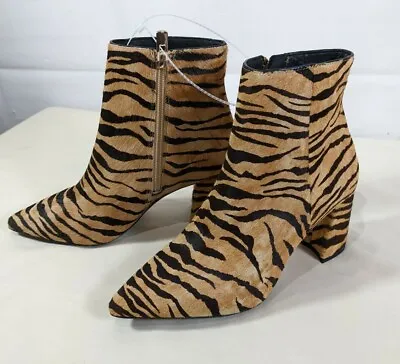 ANTONIO MELANI Women's Calf Hair Leather Block Heeled Ankle Boots Size 6.5M NEW • $29.99