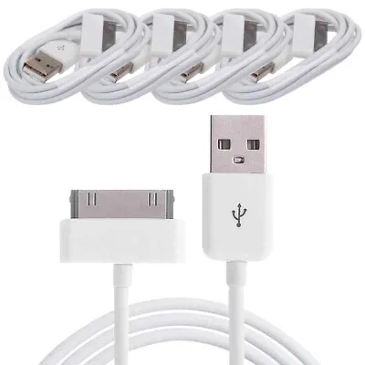 4 X 30 Pin USB Data Sync Charger Charging Cable Lead IPhone 4s 4 3GS IPad IPod • £4.44