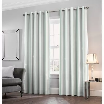 Laura Ashley Awning Stripe Smoke Green Blackout Lined Eyelet Curtains W228 D183 • £64.99