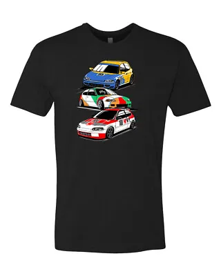 Cartoon EG Civic Race Cars Shirt Soft *Soft 60/40 Cotton Poly Blend T Shirt* • $23.99