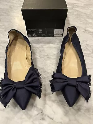 JCrew Lottie Tassel Loafers Satin Shoes Ballet Flat  $118 Navy 6M In Box • $44.99