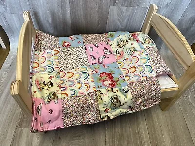 Baby Dolls Blanket Quilt Bedding Set Pram Annabelle Born Handmade 43cm Floral • £16.99