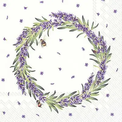 £5.99 • Buy IHR Lavender Wreath Paper Napkins Lunch Cocktail Party Summer 3-ply Serviettes