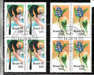 #1038 BRASIL BRAZIL1976 FAUNA+FLORA MONKEYORCHIDBLOCx4 YV 1195-6 FIRST DAY  • $3.50