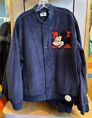 2024 Disney Parks Mickey Mouse Blue Corduroy Bomber Jacket Adult XL NEW • $79.95