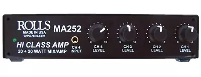 Rolls MA252 Stereo 20W/Ch 4-Channel Mixer Amplifier • $115