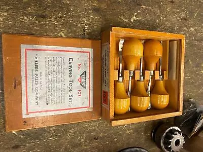 Vtg Millers Falls No 107 Carving Tool Chisel Set Orig Wood Working Carpenter Box • $49.95