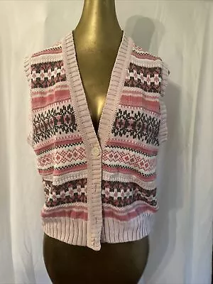 Vintage Liz Sport Pink Sweater Vest Fair Isle Look • $4.50