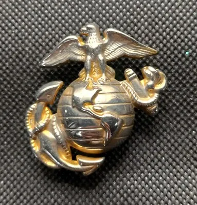 Vintage U.S. Marine Corps Gold Collar Global Emblem USMC Lapel / Pin 1 3/4  99 • $10.90