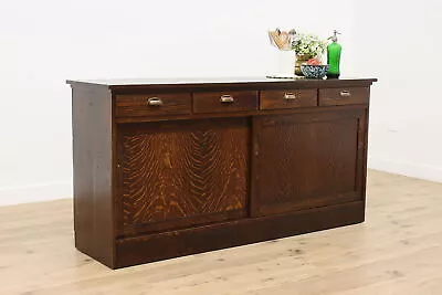 Farmhouse Antique Oak Kitchen Counter Bar Cabinet TV Console #49175 • $1975