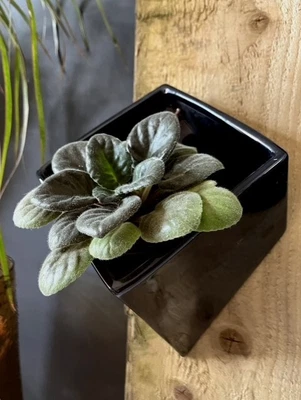 £10.95 • Buy Large Ceramic Cube Box Wall Planters Navy Blue Wall Hung