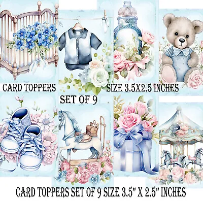 Baby Boy Card Toppers For Cardmaking Journals Scrapbook Tags Babyshower Craft • £2.99