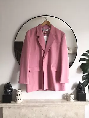 Zara Light Pink Oversized Double Breasted Blazer Jacket Xs - S (uk 8 10 12) • $58.10