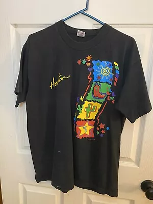 Vintage HOUSTON TX Single Stitch T-Shirt 1995 Unisex XL True Blue RARE!! • $14.99