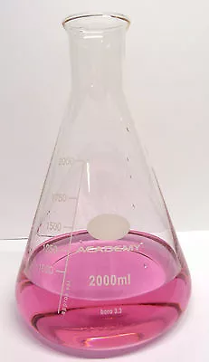 £24.50 • Buy 2l 2000ml Borosilicate Glass Conical Flask C/w Stopper To Fit
