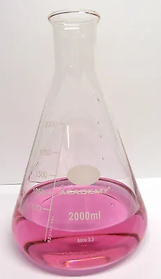 2l 2000ml Borosilicate Glass Conical Flask C/w Stopper To Fit • £24.50