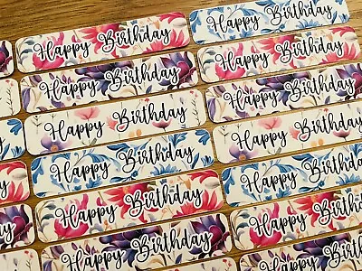 15x Happy Birthday Card Toppers Sentiments Banners Floral Flowers Watercolour • £2.69