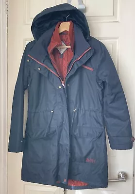 Ladies Jack Murphy Navy Blue Size 10 Jacket Coat Removable Hood / Fleece • £12.99