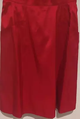 Oleana 100% Silk Red Midi Skirt With Pockets Medium • $22.50