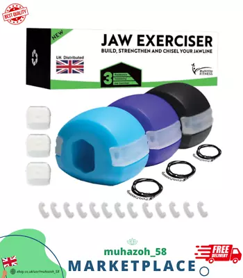Pack Of 3 Jaw Exerciser For Men & Women - 3 Resistance Levels & Free Accessories • £11.49