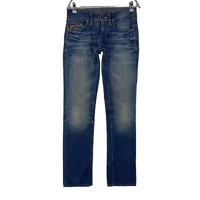 G-STAR MIDGE Women Blue Regular Straight Fit Jeans W28 L36 • £17.59