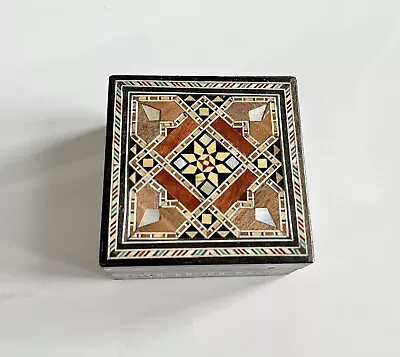 A VINTAGE HANDMADE SMALL MOSAIC WOODEN BOX. Ring Box Engagement Box Bracelet • $20