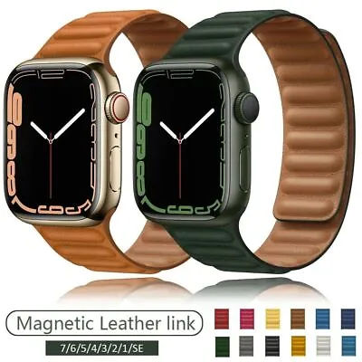 $15.99 • Buy For Apple Watch Leather Link Band Strap IWatch 7 6 5 4 3 2 SE 40 44 41 45mm