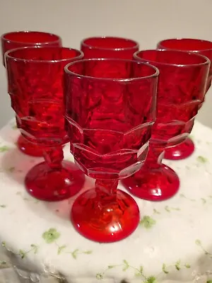 Vtg 6pc Mcm Viking Wine Glasses.  Georgian Ruby. Discontinued • $60