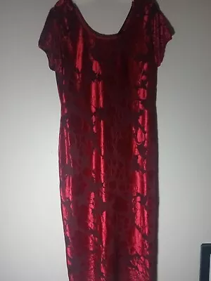 Vintage Red Velvet Sheer Velour Y2K Valentines  Dress Size 14 • $24.99