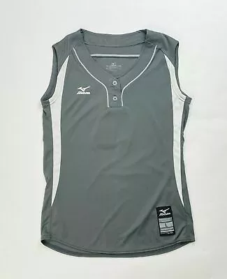 Mizuno 2 Button Elite Sleeveless Youth Girl's Large Softball Jersey Gray 350606 • $3