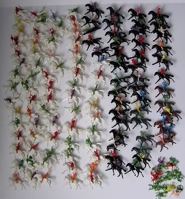 Vintage 1970's Miniature Plastic Cowboys And Indians On 117 Horses + 17 People • $40