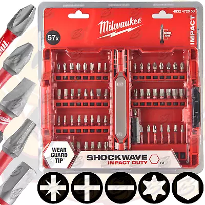 £24.95 • Buy MILWAUKEE Impact Driver Bit Set Torx Pozi Phillips Slotted SHOCKWAVE IMPACT DUTY