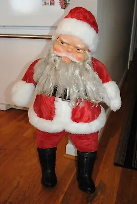 Vtg 30  Display Santa Claus Plush Stuffed Standing Rubber Face Christmas • $95