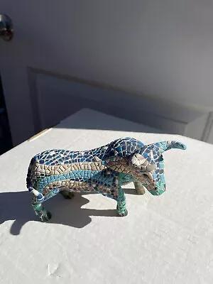 Vintage MOSAIC TILE BULL Figurine Colorful 6  • $19.65